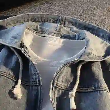 【dme】 春秋季连帽拉链马甲时尚帅气无袖上衣韩系时髦洋气入秋外搭气质有型百搭牛仔外套 男女同款