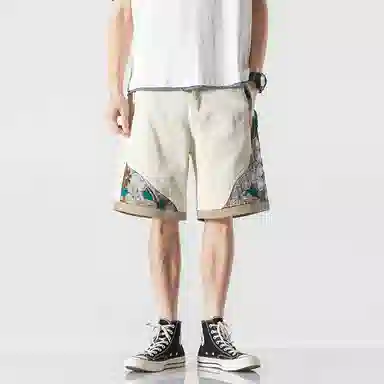 【dme】 拼接宽松百搭运动舒适高级五分休闲短裤 男女同款 拼色