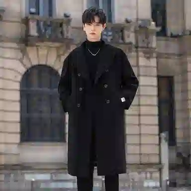 【dme】 潮流复古韩系慵懒风中长款毛呢外套男秋冬保暖时尚宽松痞帅气质莫兰迪休闲呢子大衣 男款