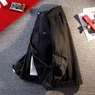 【dme】 立领机车风时尚潮流拉链夹克春秋季水洗做旧宽松上衣美式复古潮牌牛仔外套 男女同款