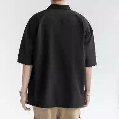 【dme】 翻领外套薄款透气外搭休闲短袖衬衫 男女同款