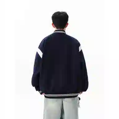 【dme】  潮牌高街美式复古徽章刺绣拼接学院风夹克外套男时尚宽松情侣款百搭休闲秋款棒球服 男女同款