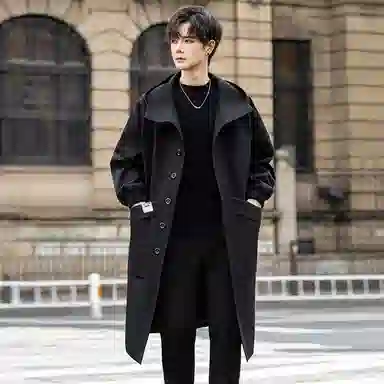 【dme】 时尚潮流高品质宽松连帽中长款大衣男夹克秋款气质百搭设计中性风衣外套 男女同款