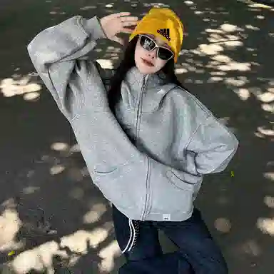 【dme】 潮牌美式高街重磅结构设计宽松连帽上衣外套男秋款时尚休闲情侣百搭中性卫衣帽衫 男女同款