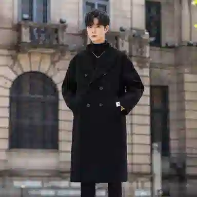 【dme】 潮流复古韩系慵懒风中长款毛呢外套男秋冬保暖时尚宽松痞帅气质莫兰迪休闲呢子大衣 男款