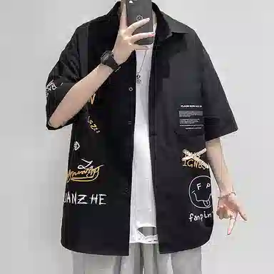 【dme】 美式复古时尚潮流潮牌舒适百搭短袖衬衫 男女同款