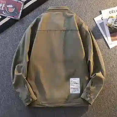 【dme】 美式经典复古潮牌上衣春秋时尚潮流大气长袖夹克宽松百搭多口袋牛仔外套 男女同款