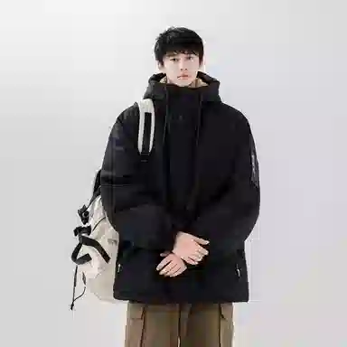 鸭鸭 加厚保暖连帽宽松百搭休闲羽绒服 男女同款