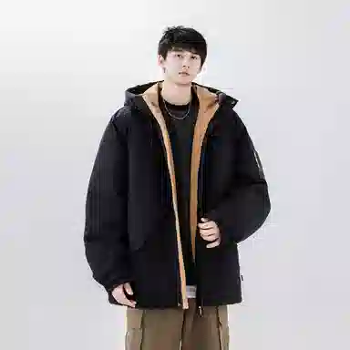 鸭鸭 加厚保暖连帽宽松百搭休闲羽绒服 男女同款