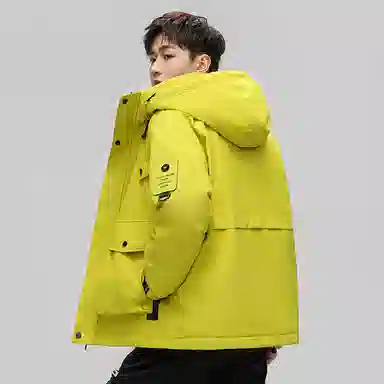 鸭鸭 休闲时尚机能风纯色工装宽松保暖百搭羽绒服 男女同款