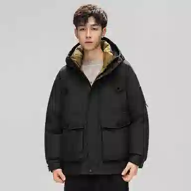 鸭鸭 休闲时尚机能风纯色工装宽松保暖百搭羽绒服 男女同款