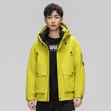 鸭鸭 休闲时尚机能风纯色工装宽松保暖百搭羽绒服 男女同款