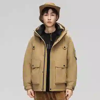 鸭鸭 休闲时尚机能风纯色工装宽松保暖百搭羽绒服 男女同款