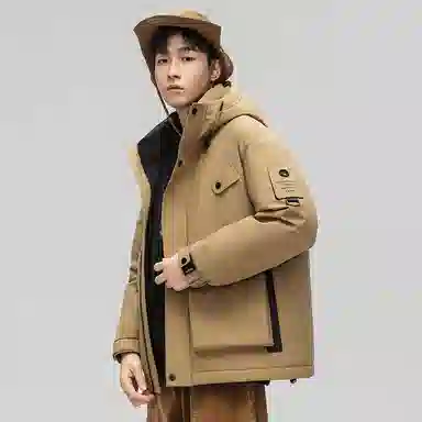 鸭鸭 休闲时尚机能风纯色工装宽松保暖百搭羽绒服 男女同款