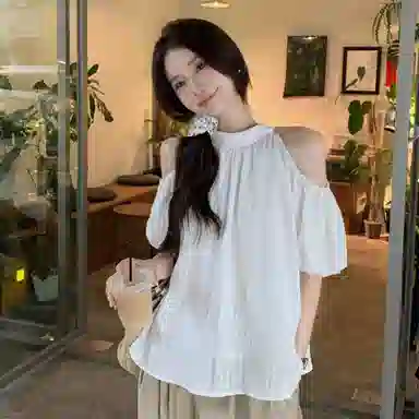 JUFU Solid Crew Neck Shirt