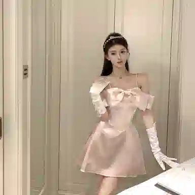 JUFU Bowknot Mini Dress Pink