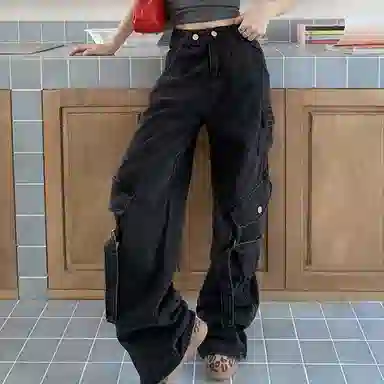 JUFU Retro High Street Jeans Black