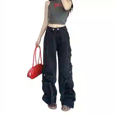 JUFU Retro High Street Jeans Black