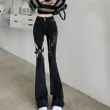 JUFU High Waist Slim Jeans Black