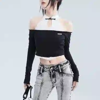 JUFU Vintage High-Waist Flared Jeans Gray