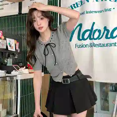 JUFU V-Neck Slim Fit T-Shirt Grey