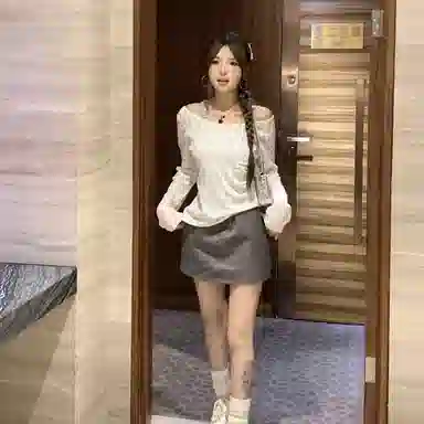 JUFU Hollow Long Sleeve Tee White