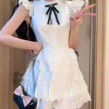 JUFU French Waist Dress White