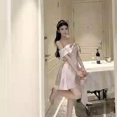 JUFU Bowknot Mini Dress Pink