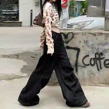 JUFU Wide Leg Jeans Black