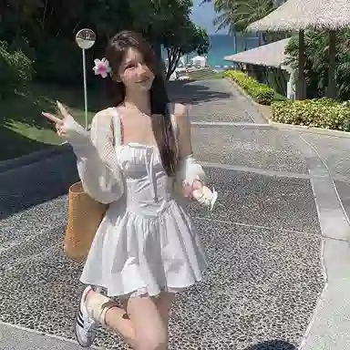 JUFU SS24 Slim Strap Dress White