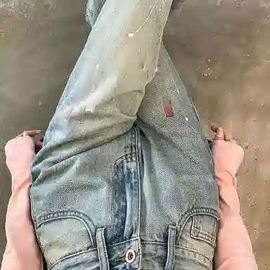 JUFU High Waist Ink Splash Jeans