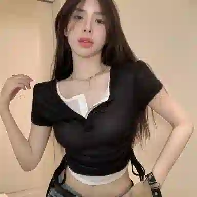 JUFU V-Neck Short Sleeve T-Shirt Black