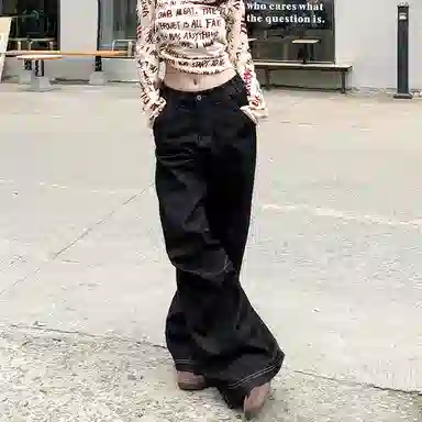 JUFU Wide Leg Jeans Black