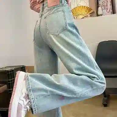 JUFU High Waist Ink Splash Jeans