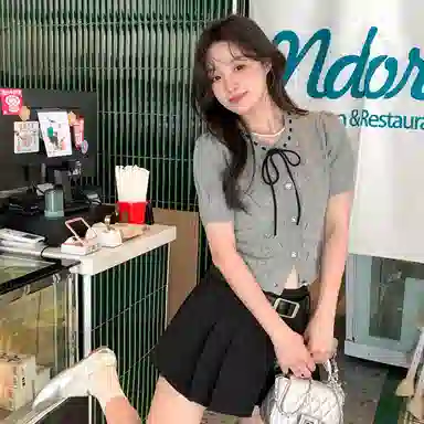 JUFU V-Neck Slim Fit T-Shirt Grey