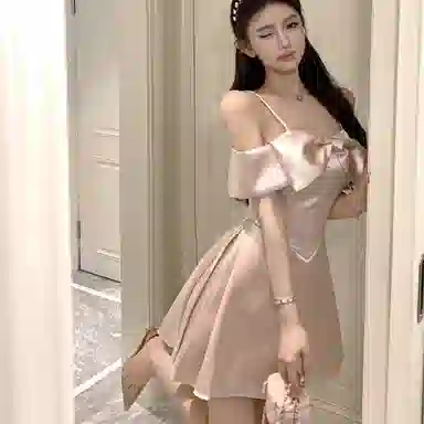 JUFU Bowknot Mini Dress Pink