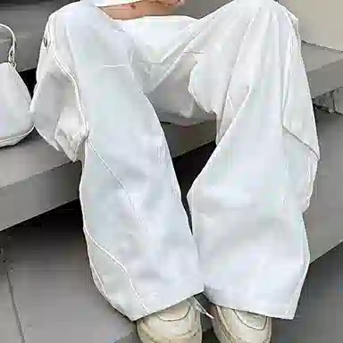 JUFU Wide-Leg Cargo Jeans White