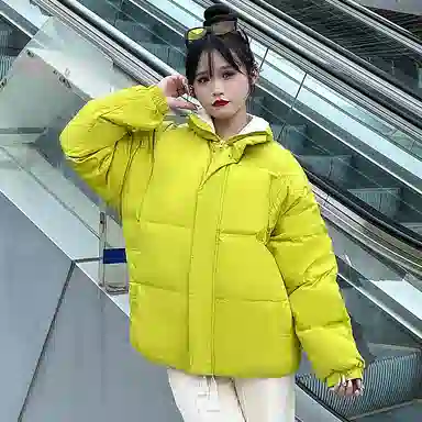 鸭鸭 纯色简约立领休闲长袖面包羽绒服 男女同款