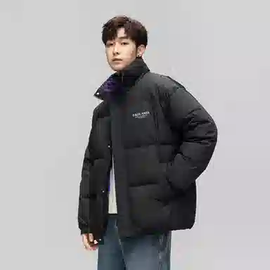 鸭鸭 经典暖冬系列 简约字母印花设计感青少年纯色基础款学生党好物户外通勤宽松休闲百搭防寒保暖羽绒服 男女同款