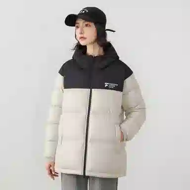 鸭鸭 冬季连帽外套创意字母设计经典基础款百搭保暖潮流时尚休闲户外通勤撞色棉衣羽绒服 男女同款