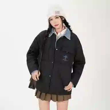 鸭鸭 字母宽松翻领长袖羽绒服 女款