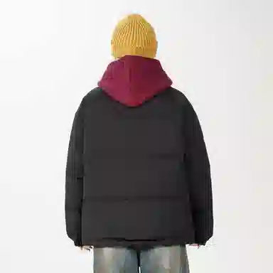 鸭鸭 创意笑脸字母刻字膜简约时尚设计运动休闲美式复古潮流户外撞色立领防风防寒宽松舒适百搭通勤保暖羽绒服 男女同款