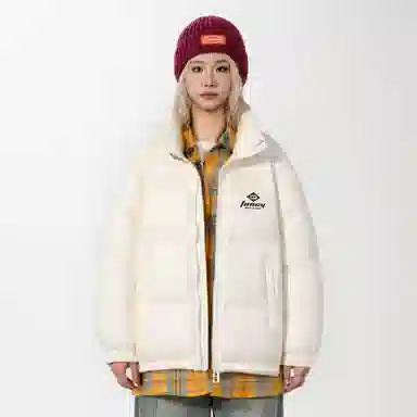 鸭鸭 经典暖冬系列 青少年冬季基础款简约字母数字印花设计感百搭休闲学生党好物防寒保暖显瘦显高拉链纽扣立领羽绒服 男女同款