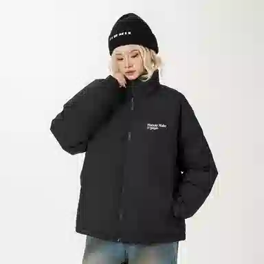 鸭鸭 美拉德风加厚保暖鸭绒休闲宽松立领无帽无性别面包服暗黑羽绒服外套 男女同款