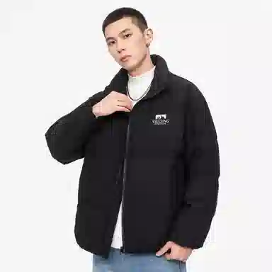 鸭鸭 经典暖冬系列 简约字母印花设计感青少年基础款立领拉链纯色套头学生党好物宽松休闲百搭 防寒保暖显瘦羽绒服 男女同款