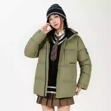 鸭鸭 冬季连帽外套经典袖标印花时尚设计潮流休闲百搭防风防寒户外运动通勤蓬松舒适保暖棉衣羽绒服 男女同款