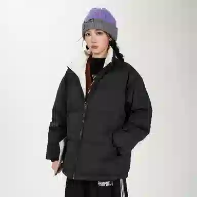 鸭鸭 美式幻影渐变新年战袍加厚保暖鸭绒休闲宽松立领短款无帽暗黑外套羽绒服 男女同款