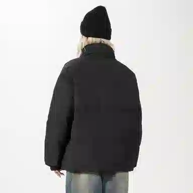 鸭鸭 经典暖冬系列 青少年基础款纯色简约字母印花设计感学生党好物防寒保暖显瘦显高旅游拉链立领羽绒服 男女同款