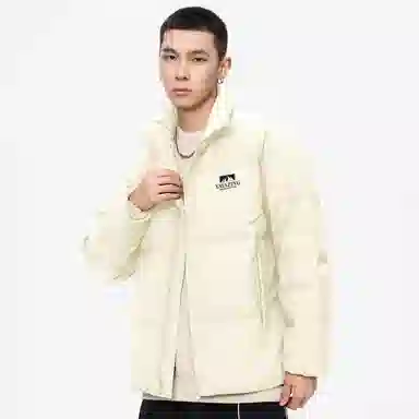 鸭鸭 经典暖冬系列 简约字母印花设计感青少年基础款立领拉链纯色套头学生党好物宽松休闲百搭 防寒保暖显瘦羽绒服 男女同款