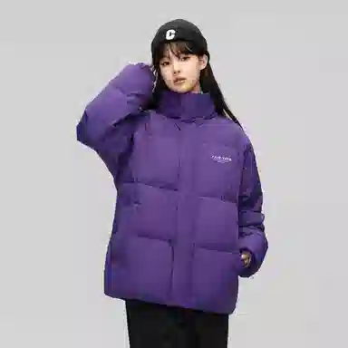 鸭鸭 经典暖冬系列 简约字母印花设计感青少年纯色基础款学生党好物户外通勤宽松休闲百搭防寒保暖羽绒服 男女同款